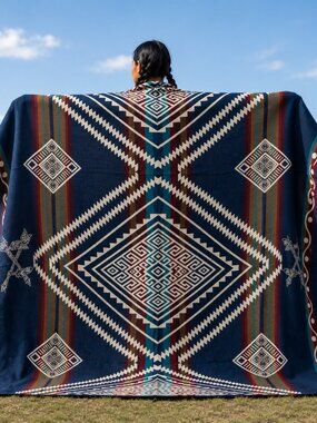 Handwoven Queen Alpaca Blanket | Native American Western Southwestern Home Decor